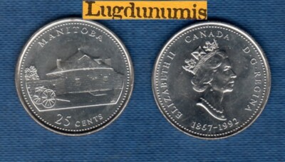 Canada 25 Cents 1992 Manitoba Canada Confédération