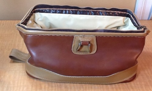 Vintage Talon Zipper Luggage Travel Shaving Accessory Bag Two Tone Print Lining