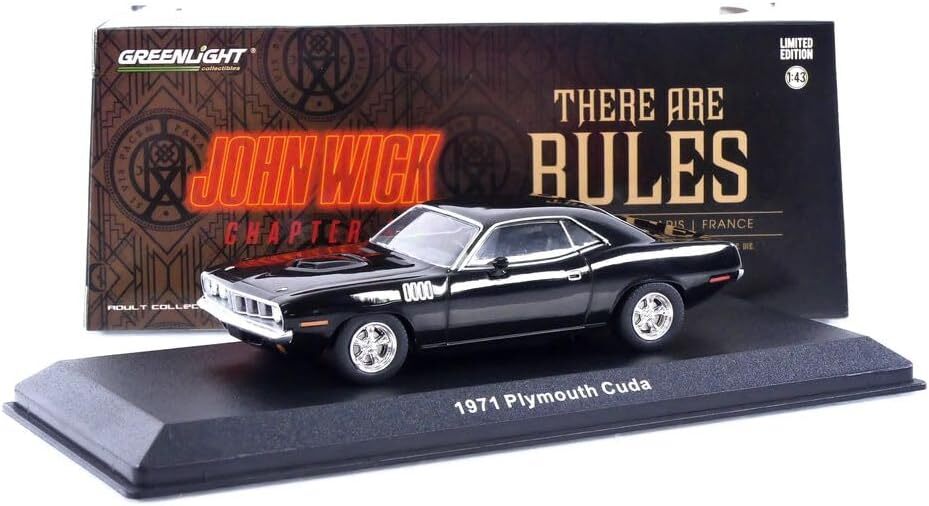 Greenlight 1/43 Scale 1971 Plymouth Cuda - John Wick Chapter 4 Edition - Picture 5 of 5