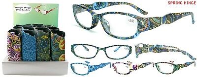 New Multiple Print Design Ladies Plastic Reading Glasses with Pouch