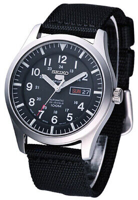 Pre-owned Seiko 5 Military Style Nylon Strap Automatic Men's Watch Snzg15j1