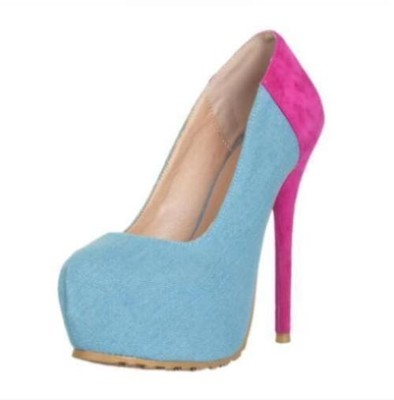Womens Fshion Faux Suede Pull On High Platform High Heels Closed Toe Thin Shoes