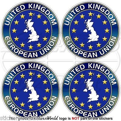 EUROPEAN UNION UNITED KINGDOM Map Shape EU-UK Europe-British 50mm Stickers x4