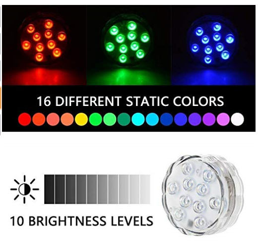 3PCS Submersible LED Lights Pool Waterproof Colorful Wireless Remote Control