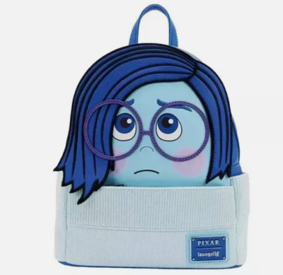 Inside Out 2 Pixar Sadness Backpack Loungefly Women Shoulder Bag Mini Handbags