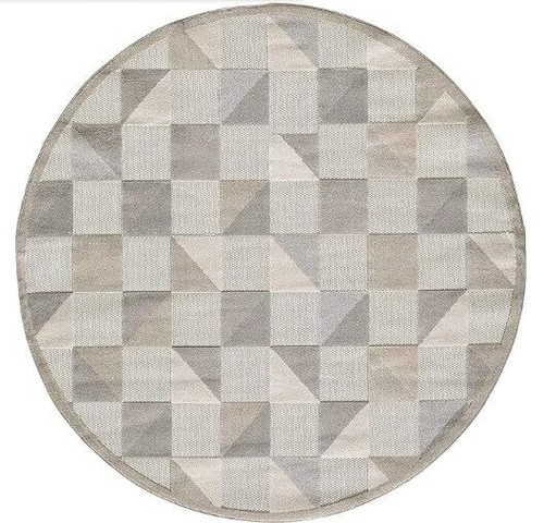 8 Круглый Серый геометрический ковер с геометрической формой, устойчивый к пятнам в помещении и на открытом воздухе
