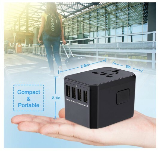 HeyLaser Worldwide Travel Adapter, International Power Adapter with 4 USB Ports