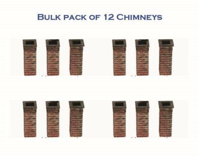 N Scale Brick Chimneys BULK PACK of 12 1/160 scale unpainted details