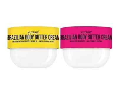 Nutrius Braziliann Body Butter Cream 6 oz 2-Pack Berry Bliss & Coco Bliss