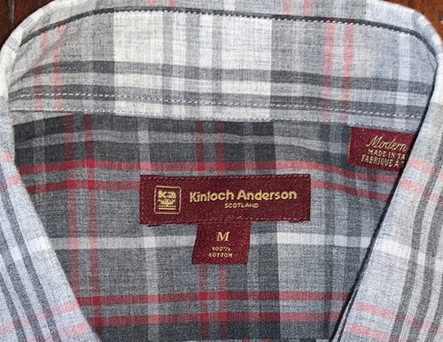 Kinloch Anderson Scotland Men’s Medium Long Sleeve Red Gray Tartan Plaid