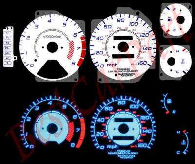 95-98 Acura TL BLUE INDIGLO REVERSE GLOW WHITE GAUGES