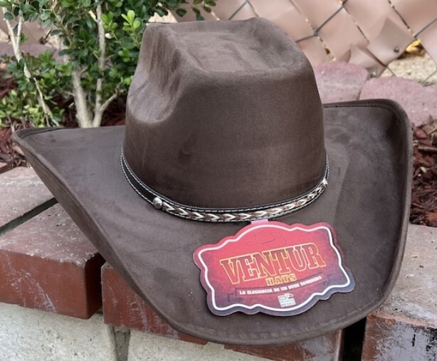 MENS WESTERN COWBOY RODEO HAT BROWN SUEDE STYLE COWBOY RIDING HAT TEXANA VAQUERA