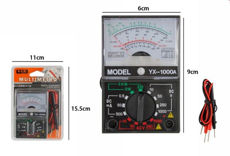 Tester Multimetro Analogico Yx-1000a Materiale Multi Funzione Puntali dfh