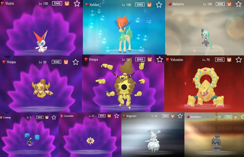 Unlocked Shiny Marshadow Magearna Hoopa Volcanion Meloetta Keldeo Vicitni Ebay