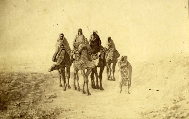 Algeria Beduins Group Painting Alger Old Photo Cdv Ricman 1870