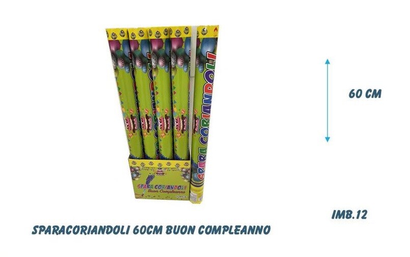 Set 12 Tubi Spara Coriandoli Buon Compleanno Cannone 60cm Feste Party dfh