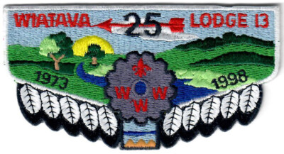 -Order of the Arrow (OA) Flap Lodge 13 Wiatava S21 25th Anniversary WHT border