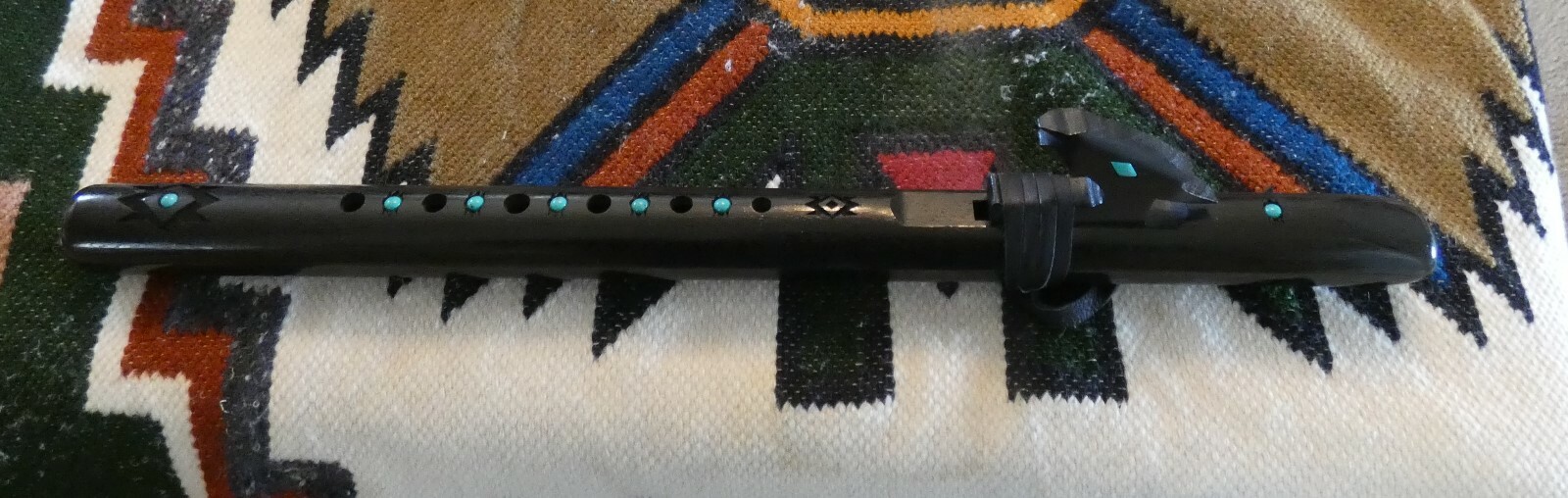 High Spirits Native American Style Crow Flute Am Ebonized Walnut w/Turquoise