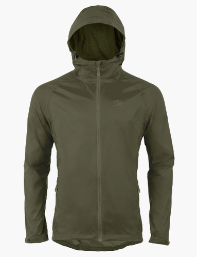 Highlander Stow & and Go Packaway Jacket Olive JAC077 Waterproof Lightweight