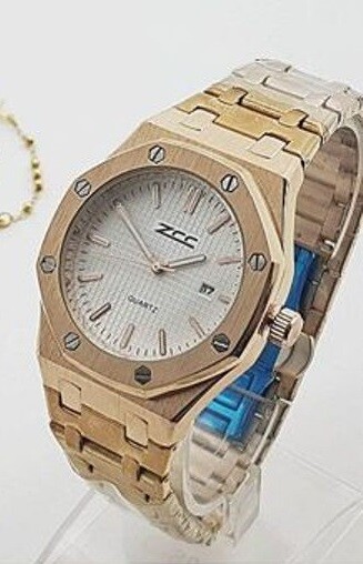 Orologio Polso ZCC 1067 Uomo Quarzo Data Elegante Rosa Quad Bianco lac