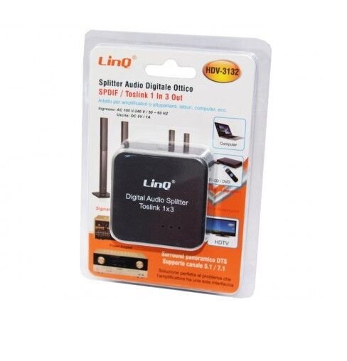Splitter Audio Digitale Ottico Spdif Toslink 1 a 3 Uscite Linq HDV-3132