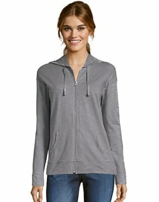 Hanes Women's Hoodie Lightweight Pockets Slub Jersey Full Zip Sweatshirt Casual