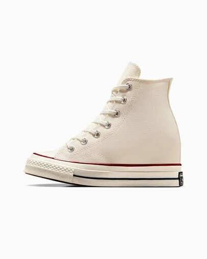 Pre-owned Converse Chuck 70 Wedge Platform Women's High-top Shoes Ecru In Egret/black/red