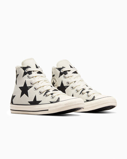 Pre-owned Converse Chuck Taylor All Star Lift Large Stars White Womens