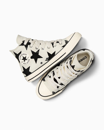 Pre-owned Converse Chuck Taylor All Star Lift Large Stars White Womens