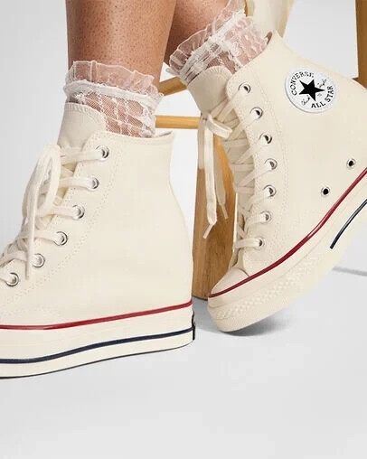 Pre-owned Converse Chuck 70 Wedge Platform Women's High-top Shoes Ecru In Egret/black/red