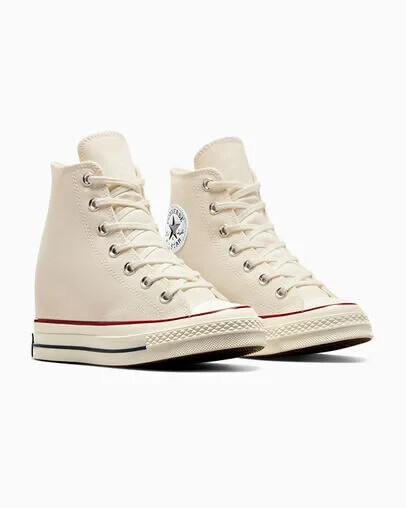 Pre-owned Converse Chuck 70 Wedge Platform Women's High-top Shoes Ecru In Egret/black/red