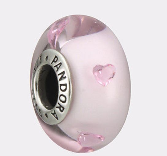 Pandora PINK Heart Effervescence Murano Charm CZ S925ALE