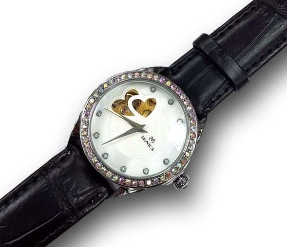 Orologio Polso Monica M6809 Donna Automatico Fashion Moda Pelle Brillantini lac