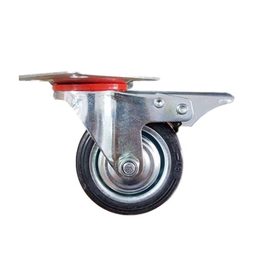 Ruota Gomma Ricambio Rotella Carrello Mobili Staffa Girevole Freno 100/30-50 dfh