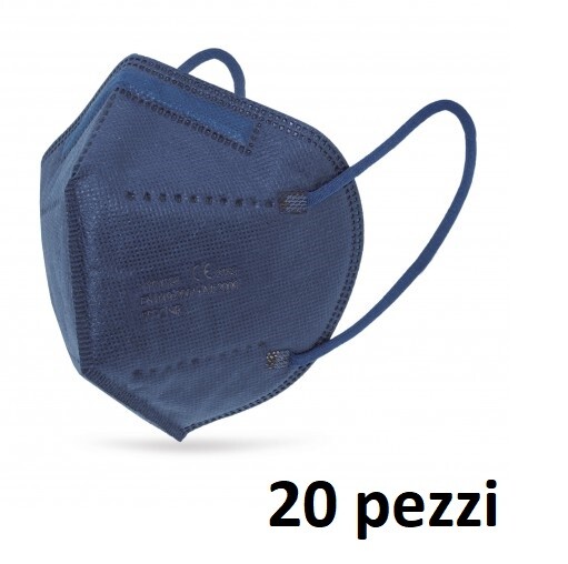 20 Mascherine Ffp2 Blu Facciali Protettive Certificate Ce Senza Valvola