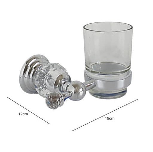 Porta Spazzolini Dentifricio Con Bicchiere Vetro Parete Bagno Crystal dfh