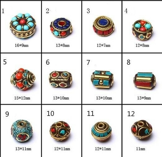 5 Stück Nepal Messing Buddha Perlen Abstand Handgefertigt Retro Anhänger Schmuck