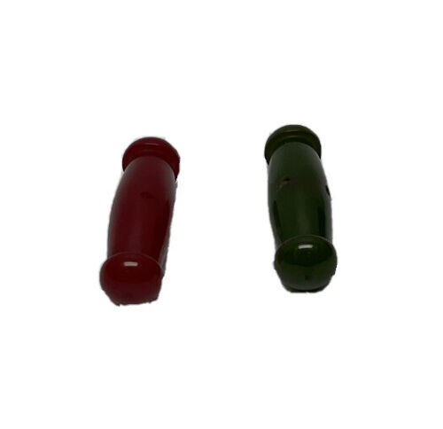 Lot 2 Red & Green Rolling Pin Shape Toggle Barrel Bakelite Coa...