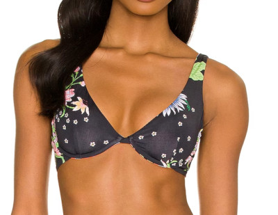 NEW MAAJI 'Black Bouquet Salsa' Reversible UW Bikini Top Size S Black/Multi $74