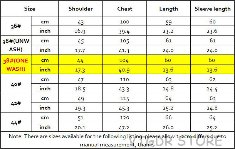 Vintage Clothing Size Chart