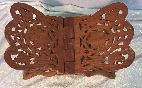Vintage Hand Carved Wood Book Stand 13