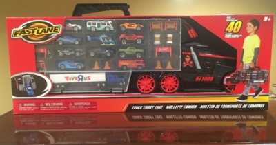 Toys R Us Truck Fastlane Carry Case 11 Cars With Hauler TRU Exclusive New
