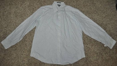Mens Dress Shirt Apt 9 White Striped Button Front Long Sleeve $42 NEW-size XL