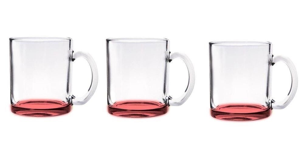 Set 3 Pezzi Tazza Tazzone Mug Vetro Trasparente Latte Colazione 32CL sus