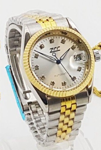 Orologio Polso ZCC 004 Uomo Automatico Data Elegante Casual Bicolore Silver lac