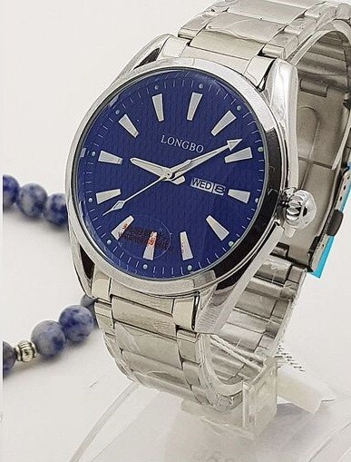 Orologio Polso LongBo 80439g Uomo Quarzo Data Elegante Silver Blu lac