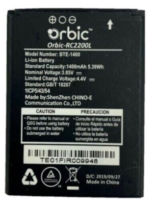 New OEM Original Battery BTE-1400 for Verizon Orbic Journey V RC2200L 1400mAh