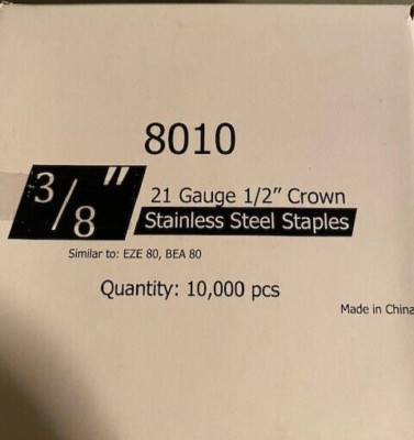 Stainless Steel Upholstery Staples 80 Series 1/2'' Crown 3/8'' Leg Out Door