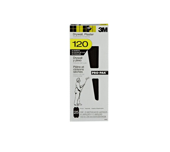 3M Pro-Pak Drywall Sanding Sheet 99430, 4.1875 in x 11.25 in, 25PK, 120C Grit
