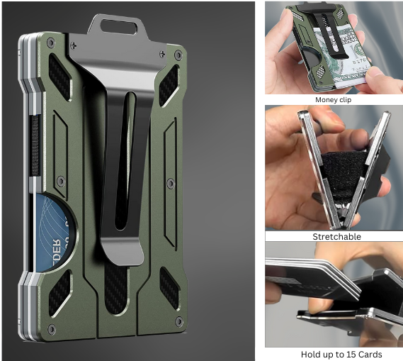 Men's Aluminum RFID Blocking Money Clip Slim Credit ID card Holder Metal Wallet